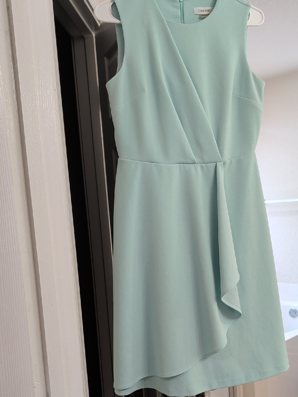 Calvin Klein Sleeveless Mint Wrap-Detail Asymmetrical Dress